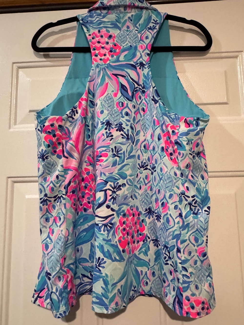 LILLY PULITZER Luxletic Lakelyn Bra Polo Top Zanzibar Blue Party Princess - Picture 3 of 4